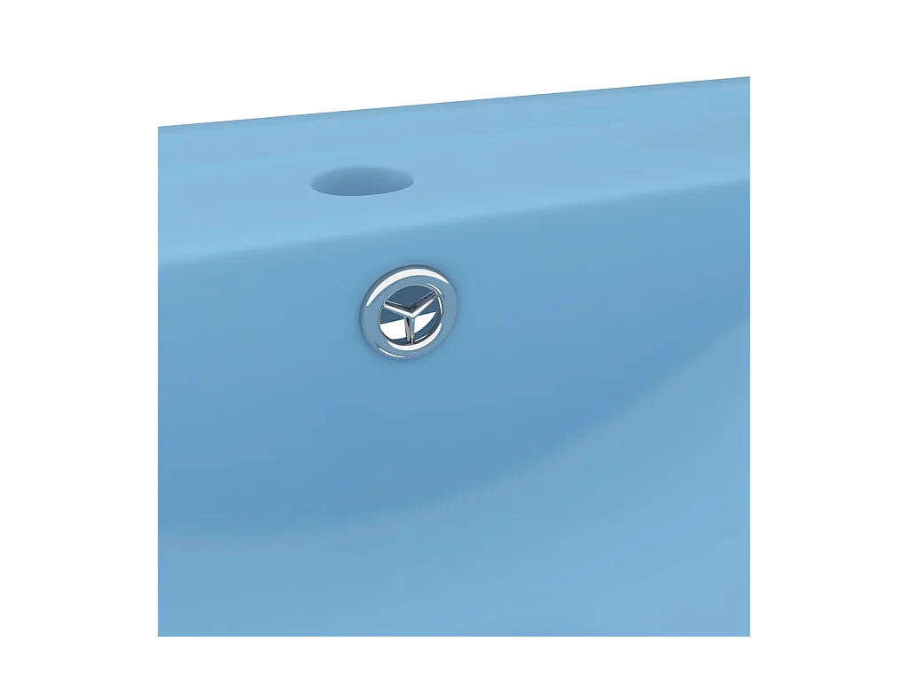 Lavabo con orificio para grifo lavabo sobre encimera WC lavabo baño cocina interior de casa 60 x 46 cm azul claro mate cerámica 02_0002764
