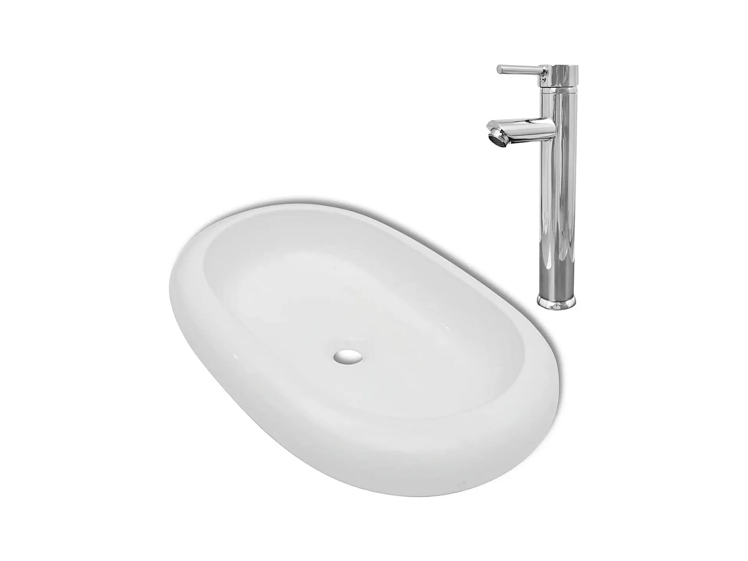 Lavabo de baño 63x42 cm con grifo mezclador cerámico ovalado blanco 02_0002842