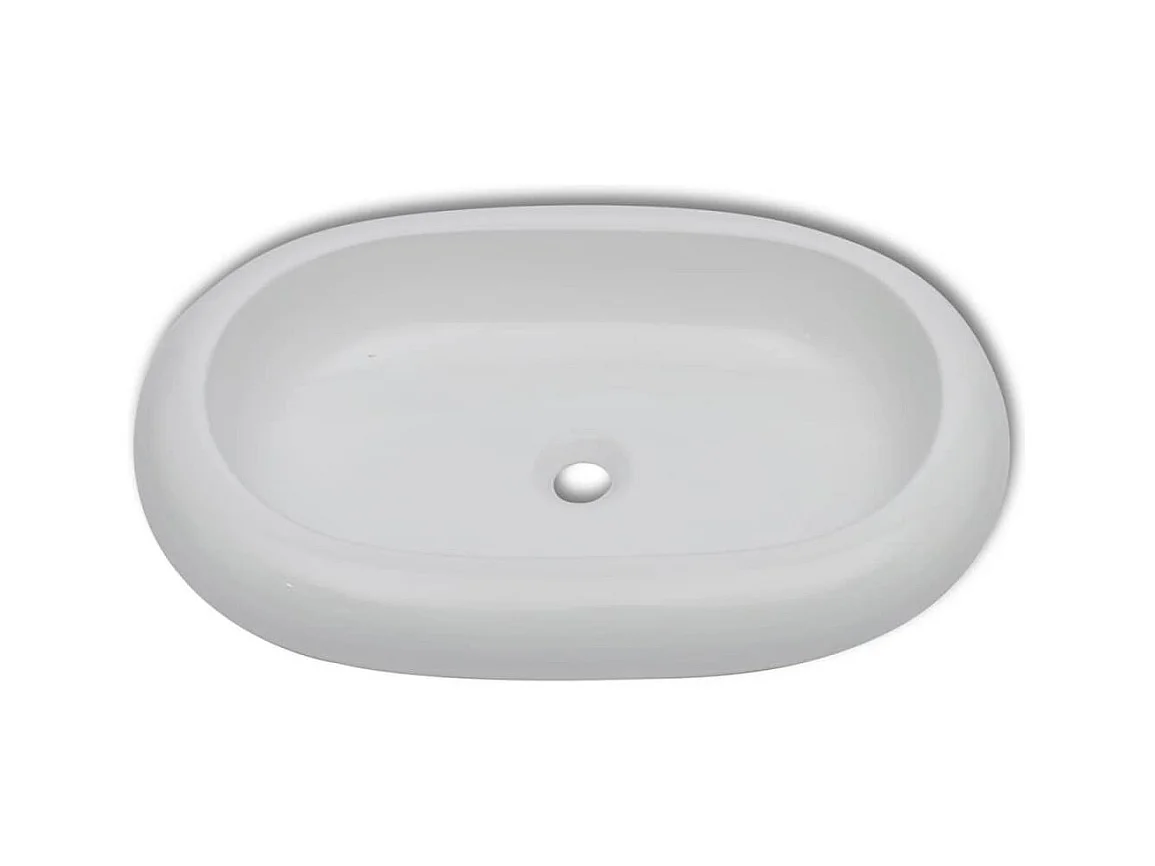 Lavabo de baño 63x42 cm con grifo mezclador cerámico ovalado blanco 02_0002842