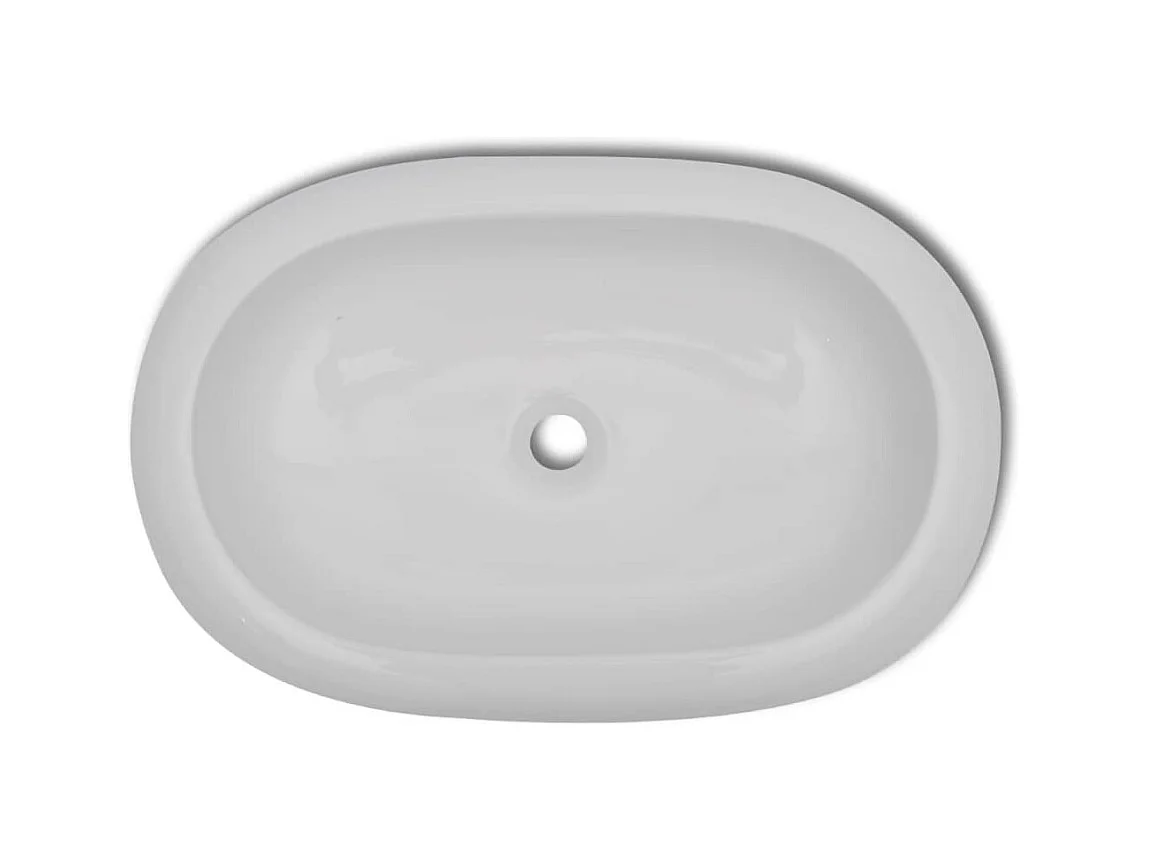 Lavabo de baño 63x42 cm con grifo mezclador cerámico ovalado blanco 02_0002842