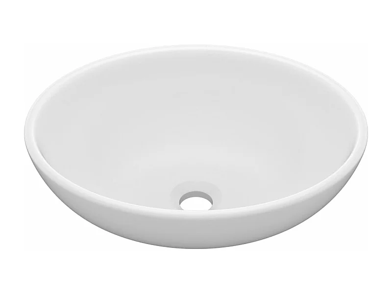 Lavatório oval luxuoso 40 x 33 cm cerâmica branca mate 02_0002663