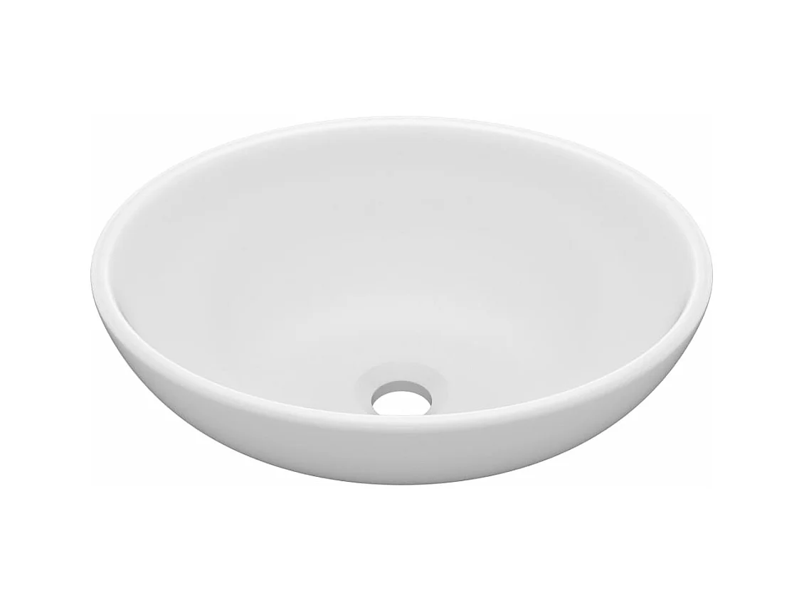 Lavabo ovalado de lujo 40 x 33 cm cerámica blanca mate 02_0002663