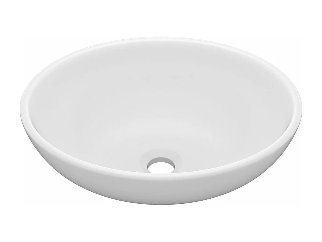 Lavabo ovalado de lujo 40 x 33 cm cerámica blanca mate 02_0002663