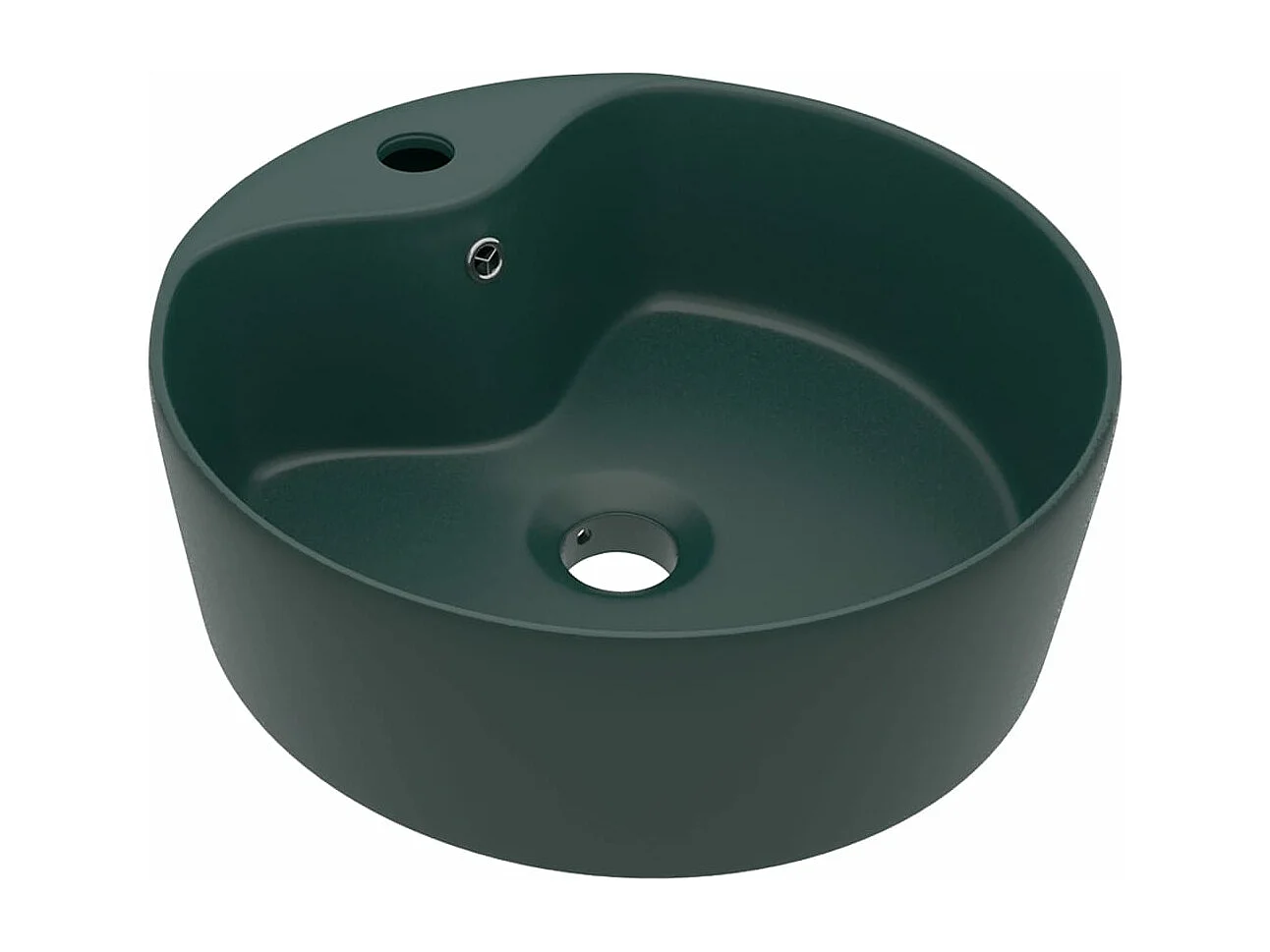 Lavabo di lusso con troppopieno da appoggio WC lavabo bagno stanza cosmetica casa 36 x 13 cm ceramica verde scuro opaco 02_0002778