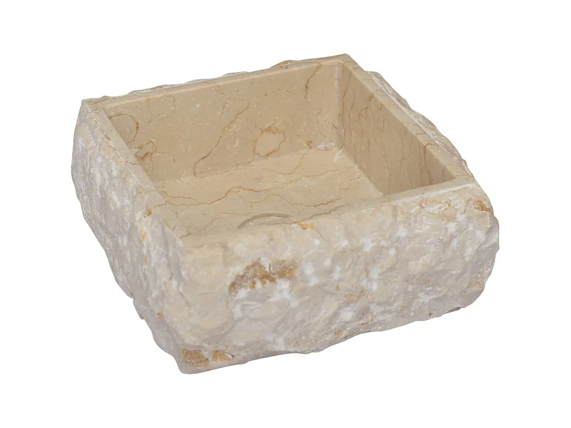 Lavabo sobre encimera, lavabo para baño, lavabo para baño, lavabo para baño, interior de casa, 30 x 30 cm, mármol crema 02_0002818
