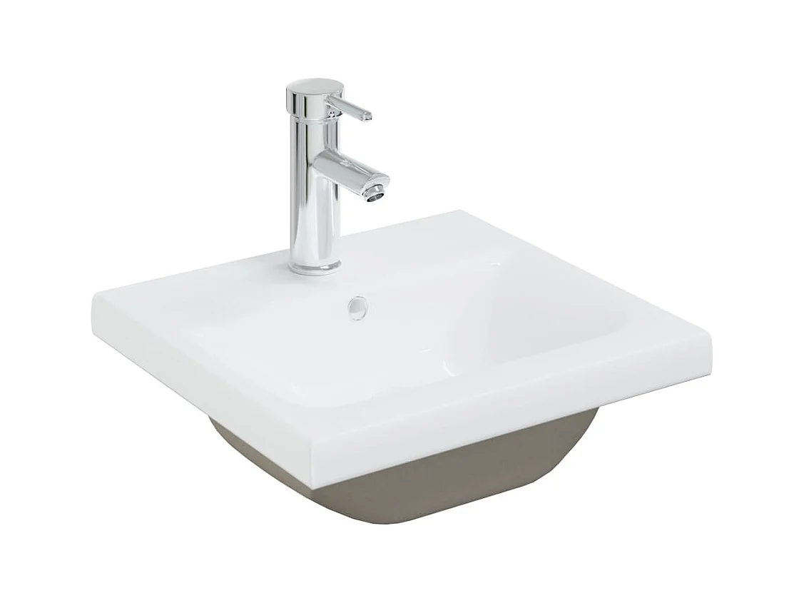 Lavabo de baño encastrable con grifo 42 cm cerámica blanca 02_0002795