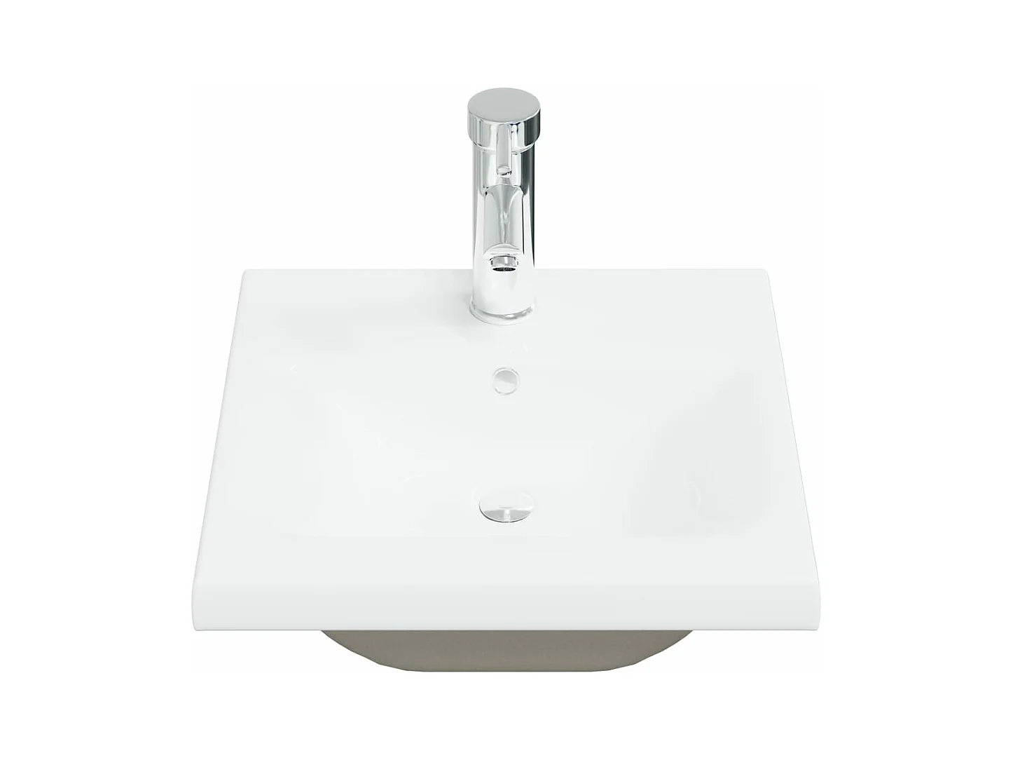 Lavabo de baño encastrable con grifo 42 cm cerámica blanca 02_0002795