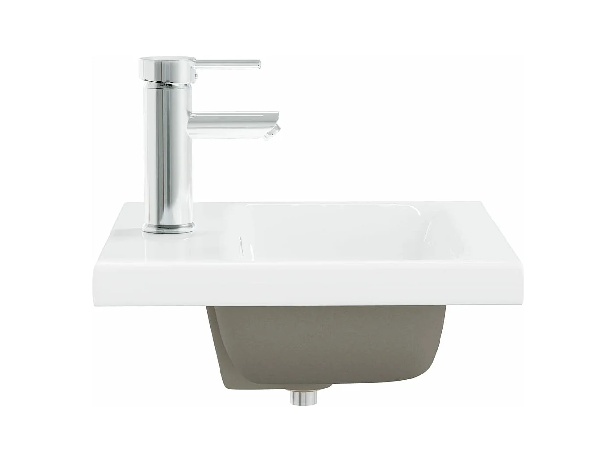 Lavabo de baño encastrable con grifo 42 cm cerámica blanca 02_0002795