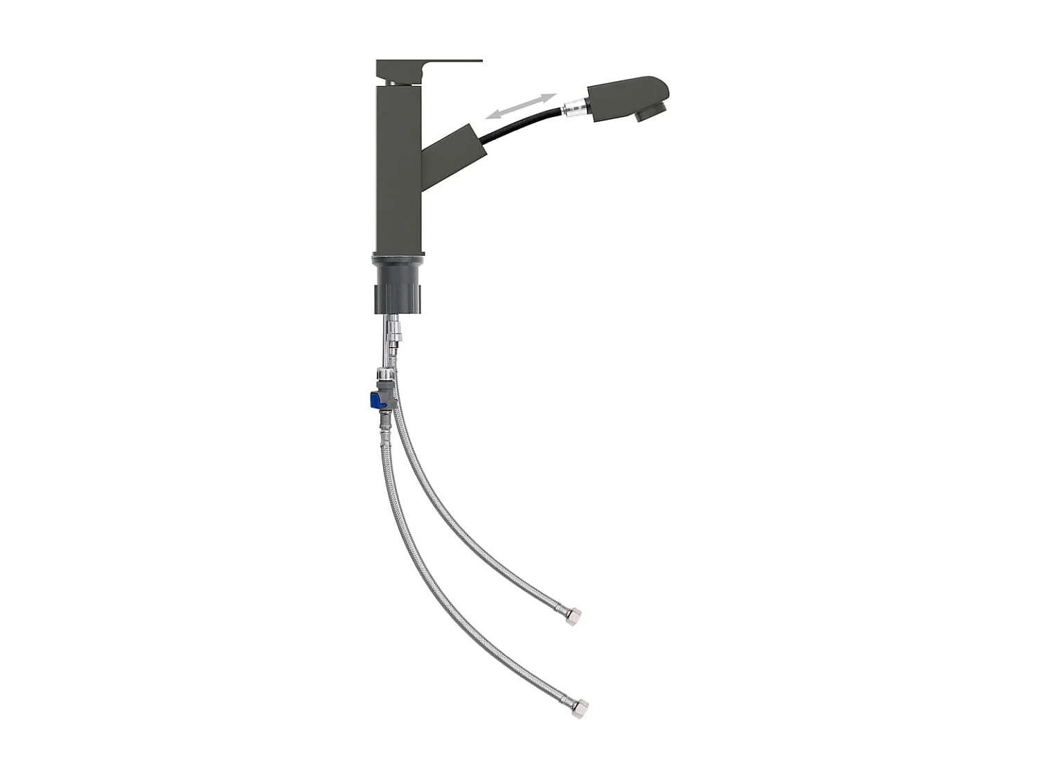 Robinet de lavabo rétractable grise 15.7 x 15.7 x 17.2 cm 02_0003527