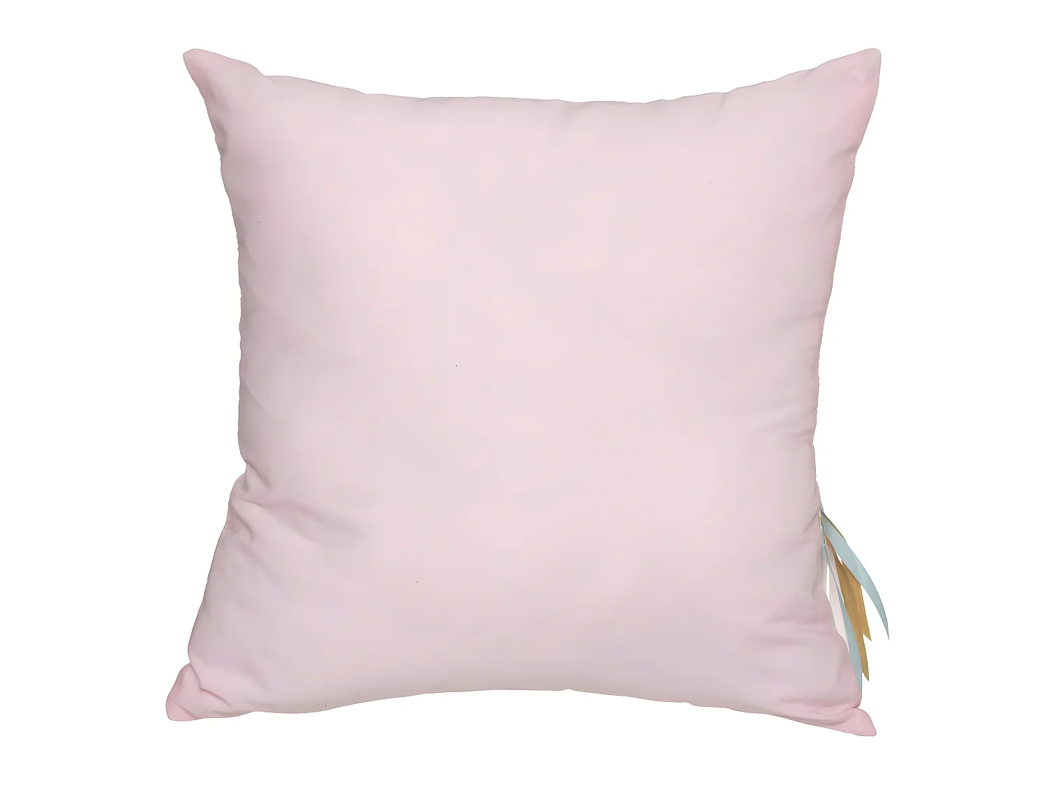 Coussin décoratif déhoussable Licorne rose avec rubans et pompons 40 x 40 cm