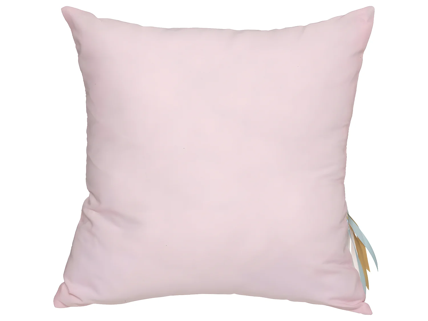 Coussin décoratif déhoussable Licorne rose avec rubans et pompons 40 x 40 cm