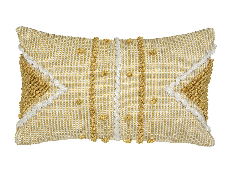 Coussin déhoussable Ocre & Blanc 30 x 50 cm