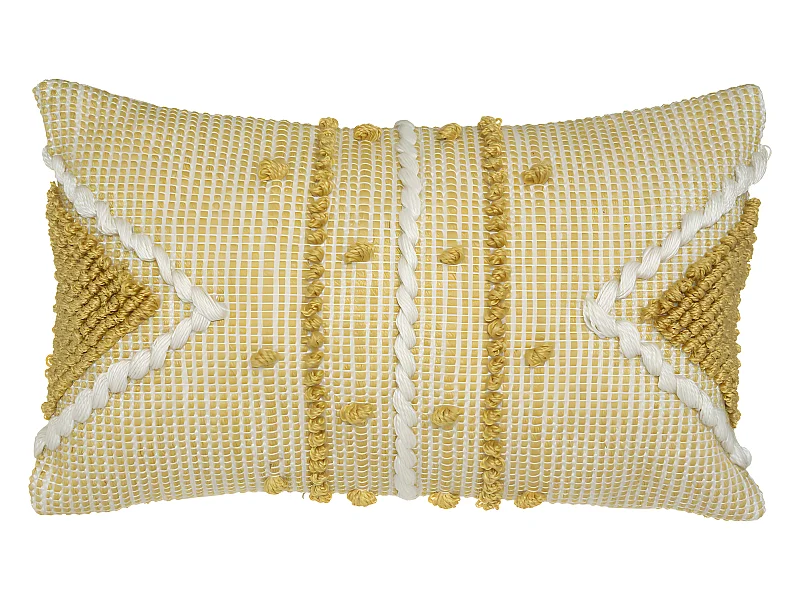 Coussin déhoussable Ocre & Blanc 30 x 50 cm