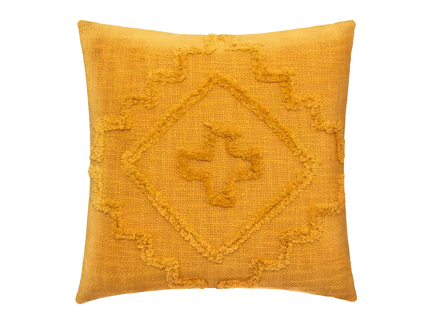 Coussin déhoussable Inca en Coton Tufté Ocre 40 x 40 cm
