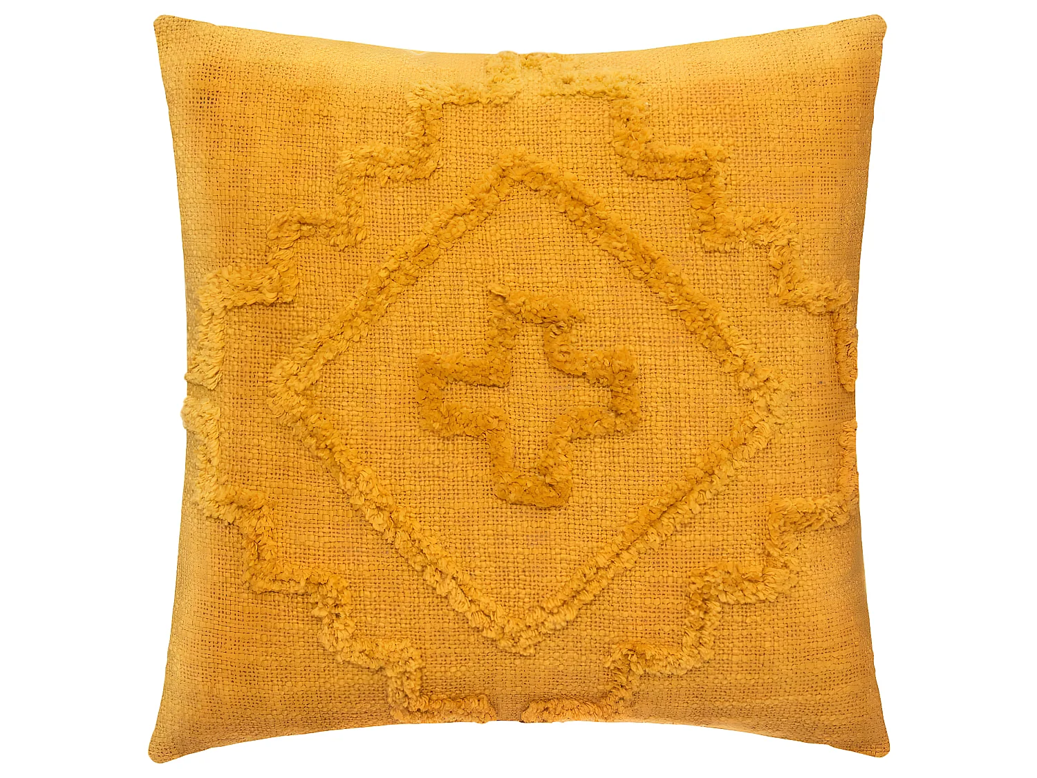 Coussin déhoussable Inca en Coton Tufté Ocre 40 x 40 cm