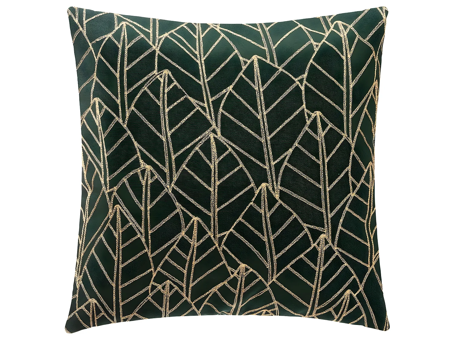 Coussin déhoussable Vert cèdre brodé Or 40 x 40 cm