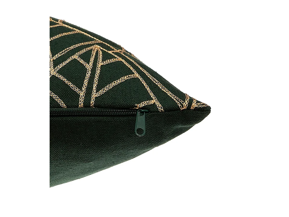 Coussin déhoussable Vert cèdre brodé Or 40 x 40 cm