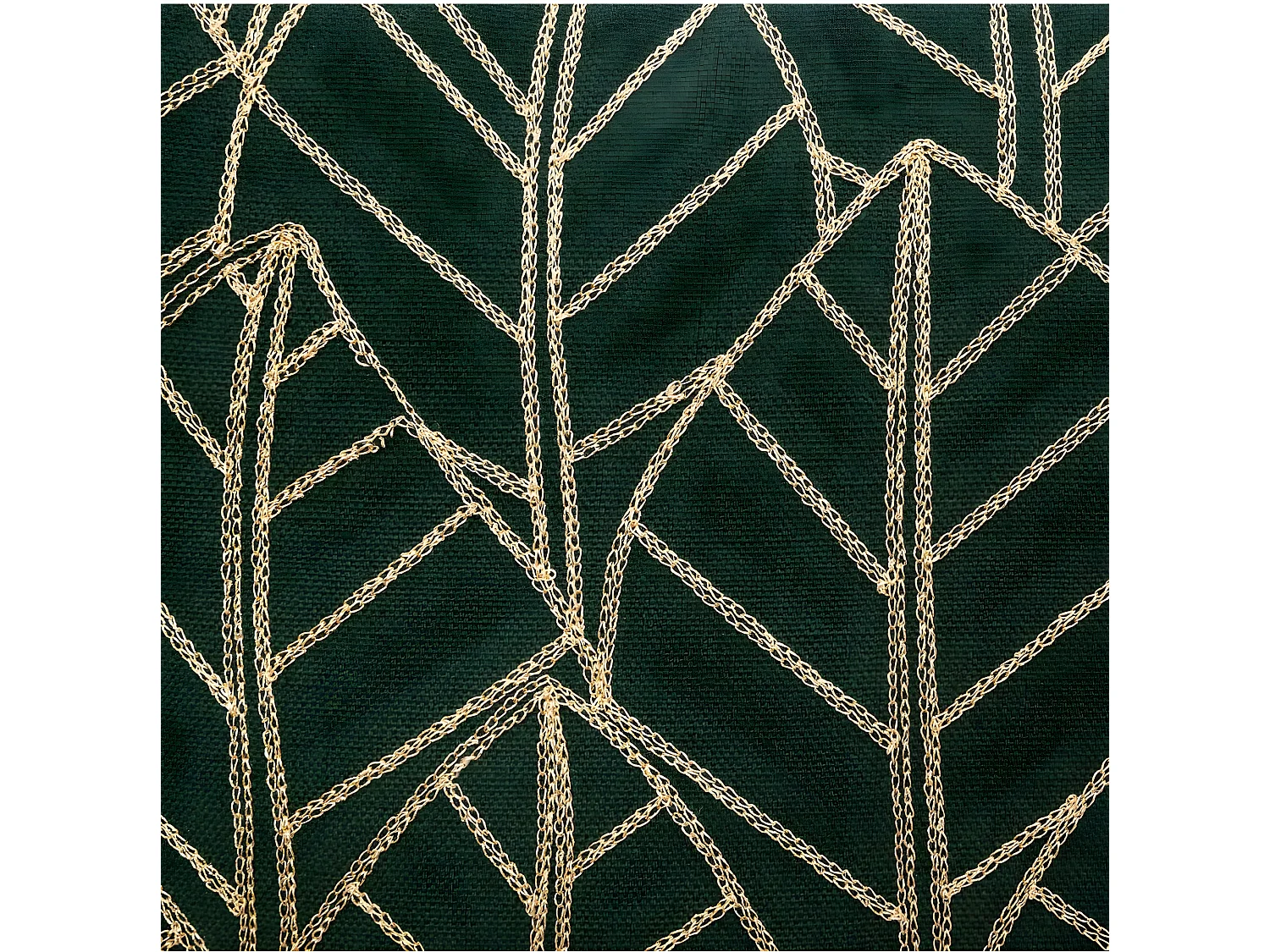 Coussin déhoussable Vert cèdre brodé Or 40 x 40 cm