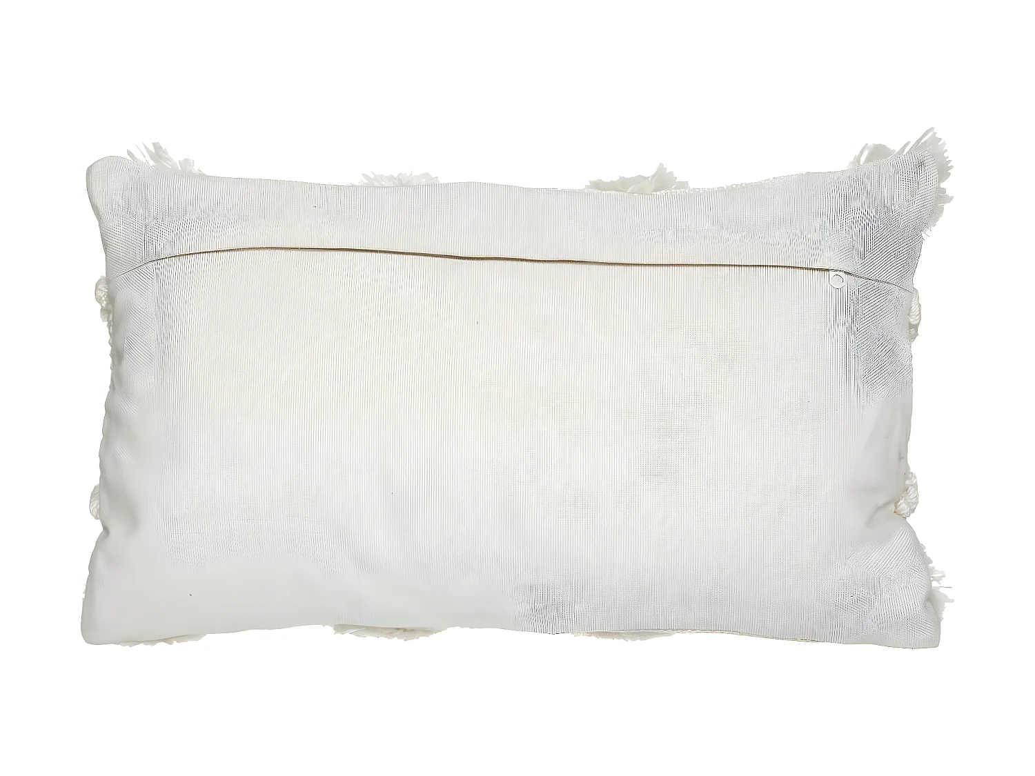 Coussin déhoussable Ivoire & Pompons Gris ardoise 30 x 50 cm