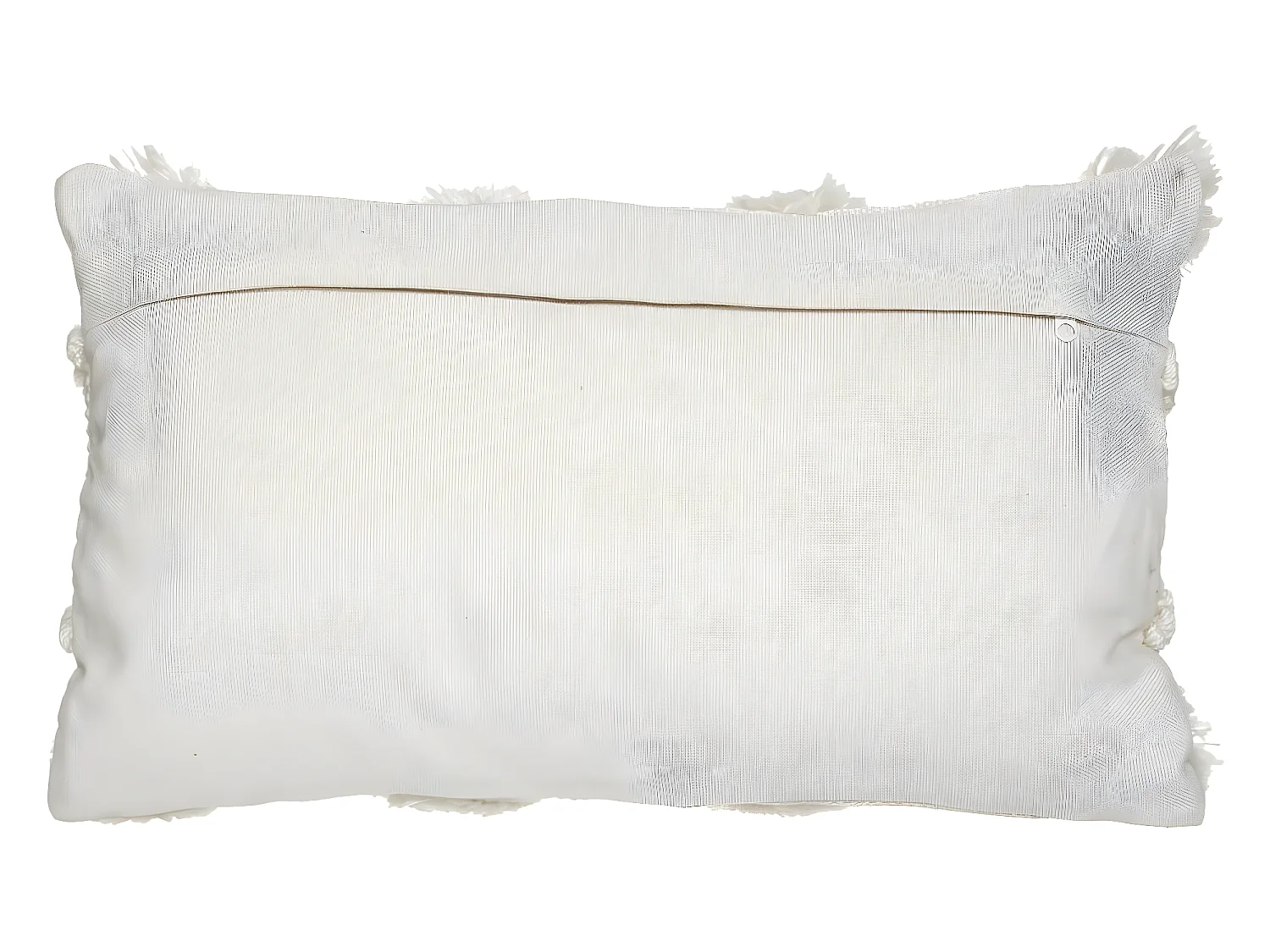 Coussin déhoussable Ivoire & Pompons Gris ardoise 30 x 50 cm