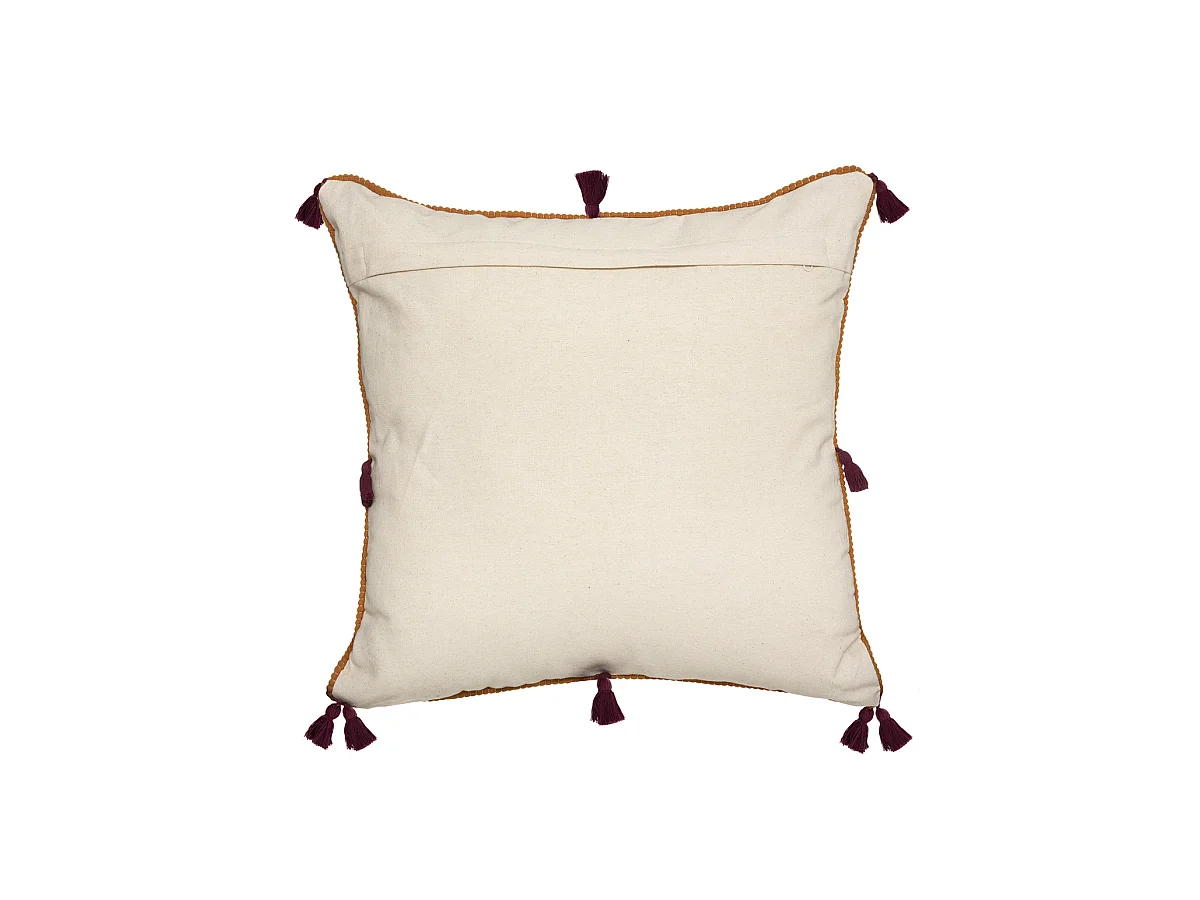 Cuscino Decorativo "Namaste" 50x50cm Avorio con Pompon e Ricamo