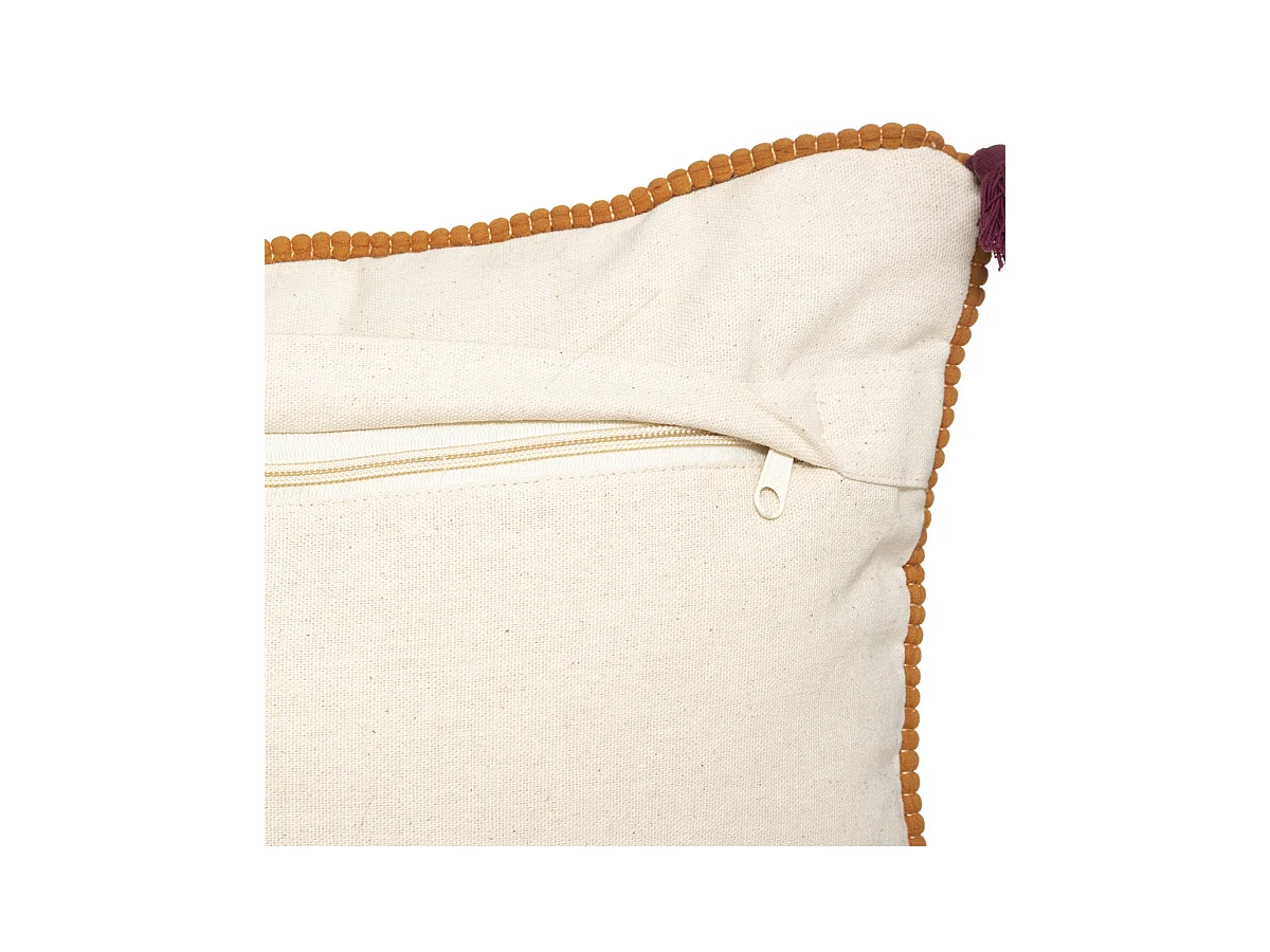 Cuscino Decorativo "Namaste" 50x50cm Avorio con Pompon e Ricamo