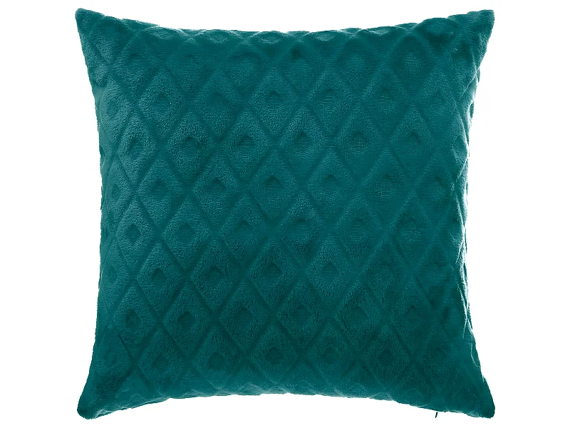 Coussin déhoussable Bleu Canard motif Losange en relief 40 x 40 cm