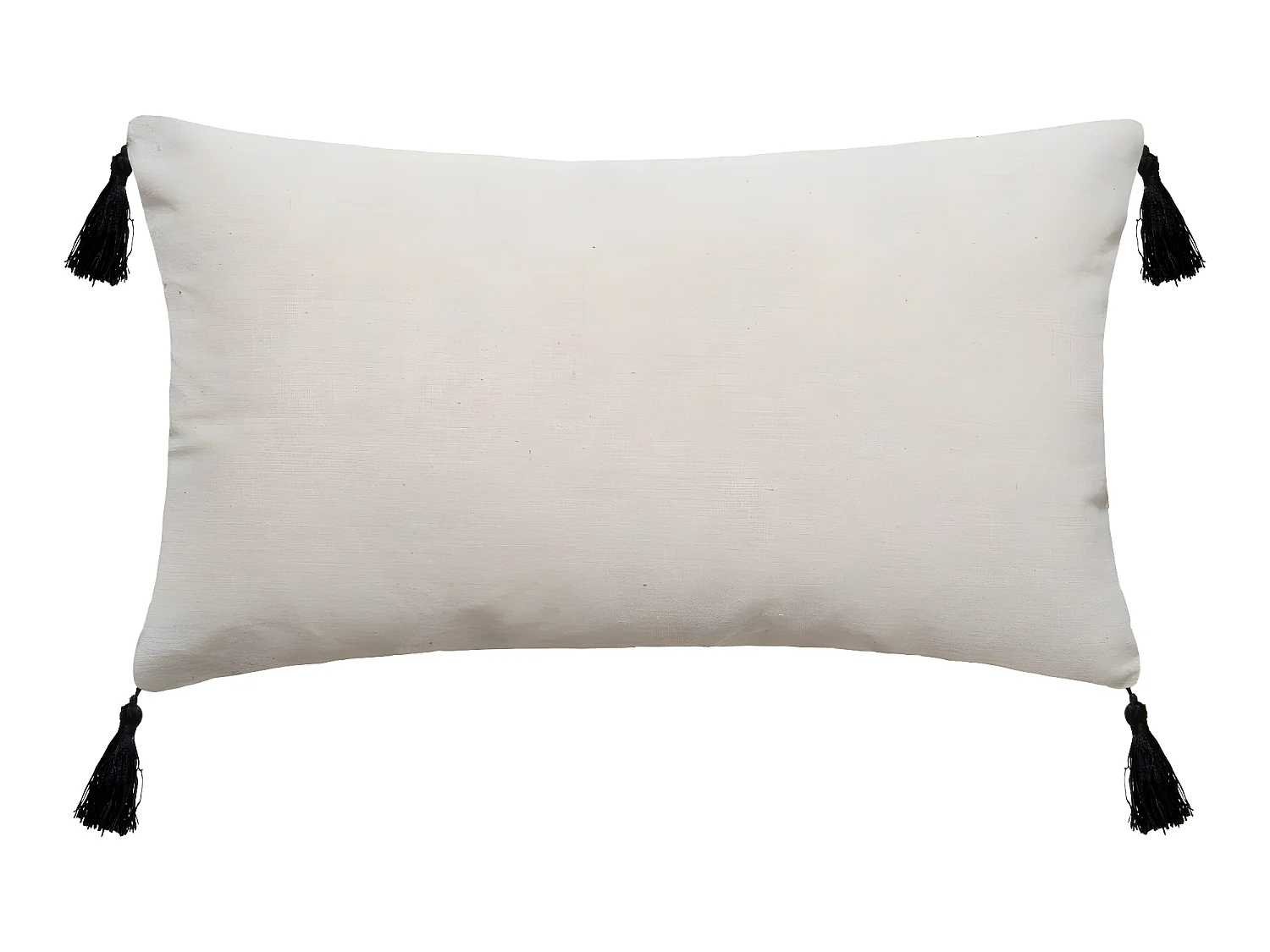 Coussin déhoussable Jacquard Ocre avec pompons 30 x 50 cm