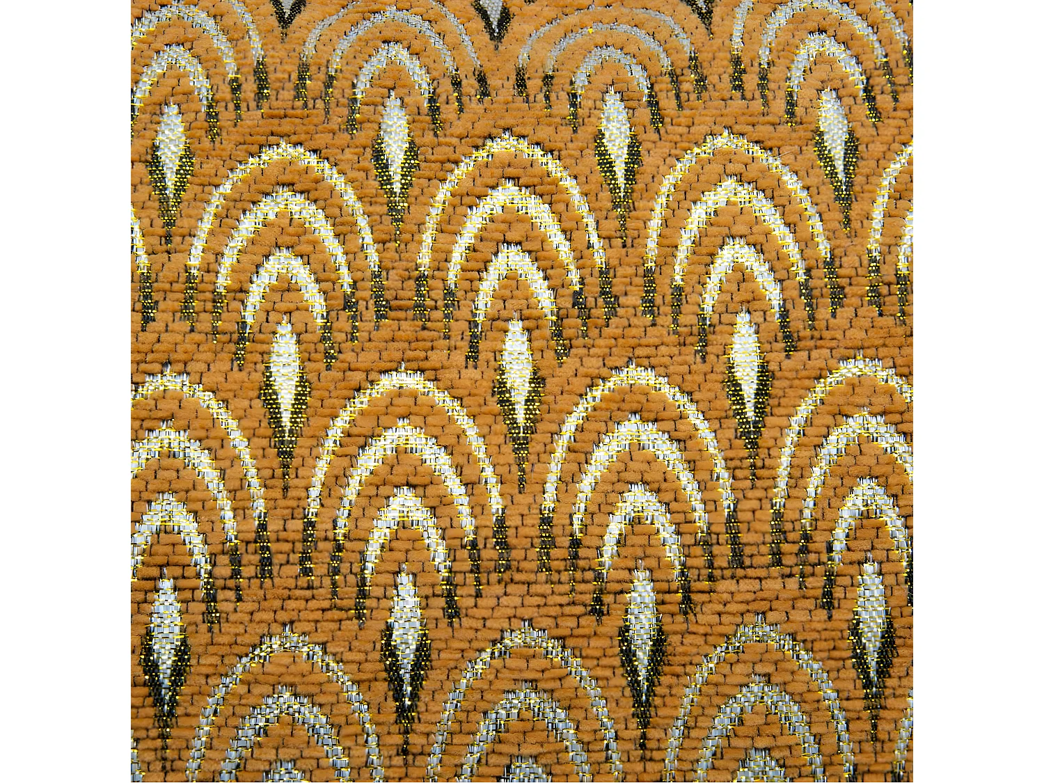 Coussin déhoussable Jacquard Ocre avec pompons 30 x 50 cm