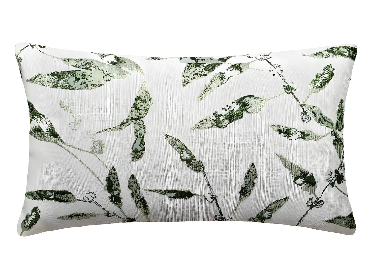 Coussin déhoussable Jacquard Feuilles Vert cèdre 30 x 50 cm