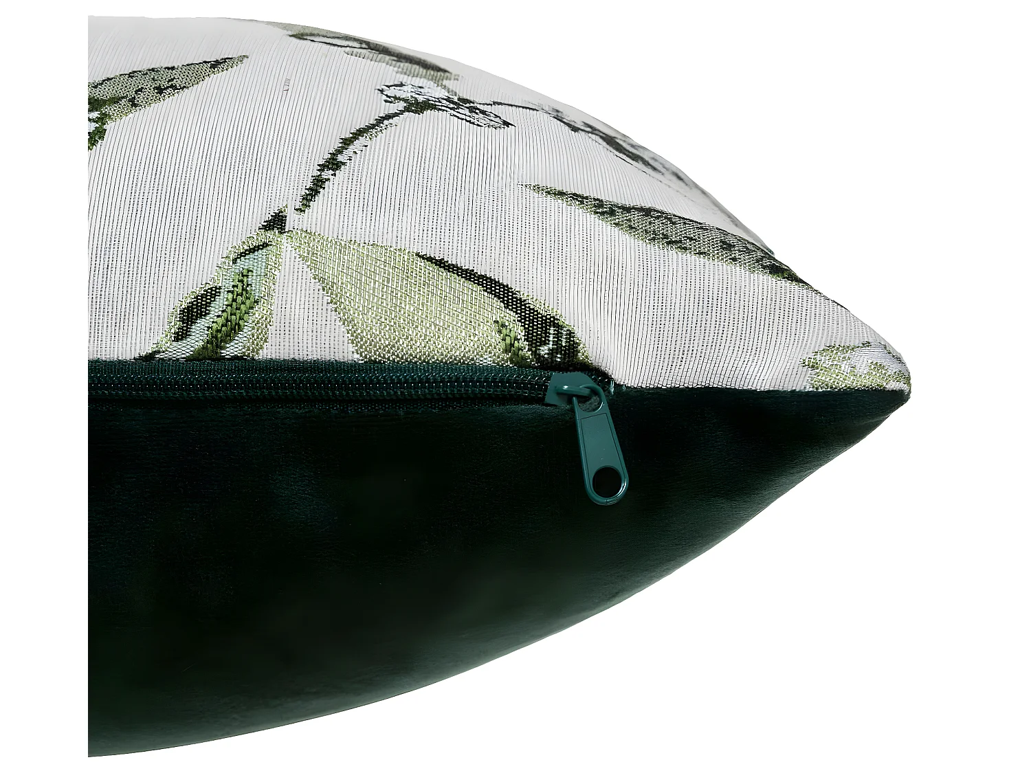 Coussin déhoussable Jacquard Feuilles Vert cèdre 30 x 50 cm