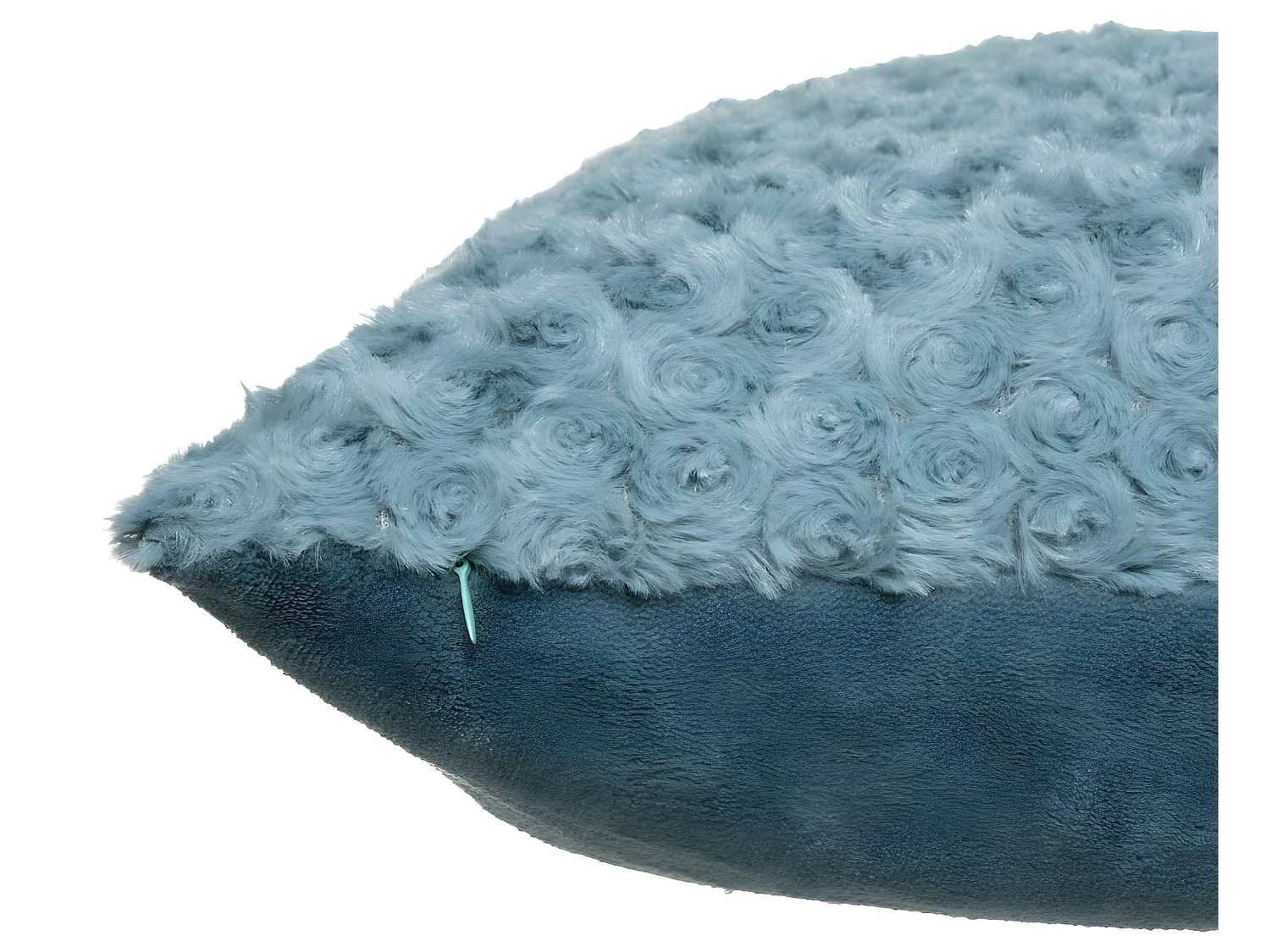 Coussin déhoussable en Fourrure Bouclée Bleu orage 45 x 45 cm