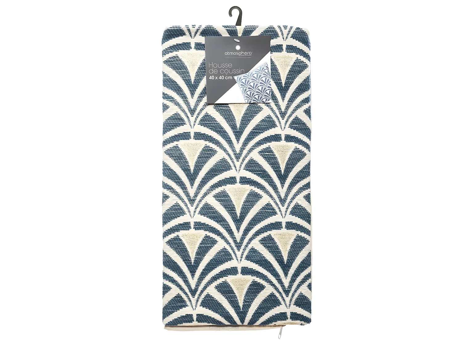 Housse de Coussin chenille Art déco Bleu 40 x 40 cm