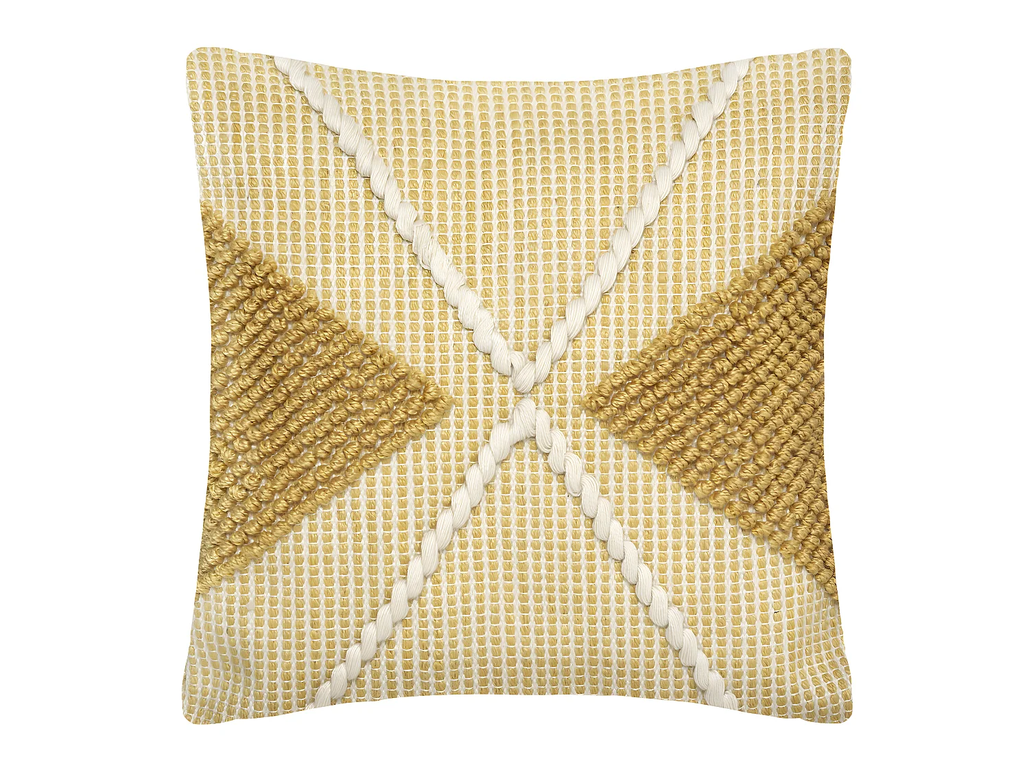 Coussin déhoussable Ocre & Blanc 45 x 45 cm