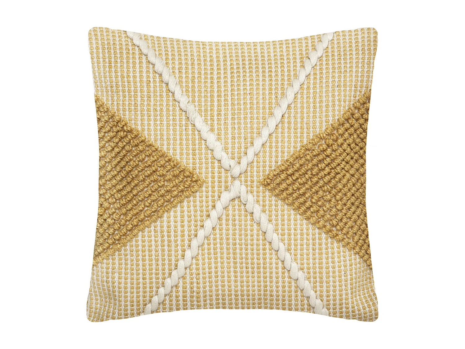 Coussin déhoussable Ocre & Blanc 45 x 45 cm