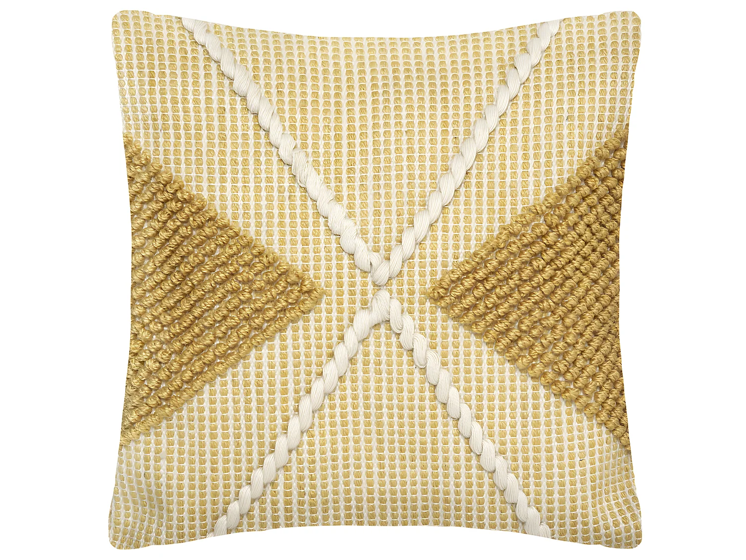 Coussin déhoussable Ocre & Blanc 45 x 45 cm