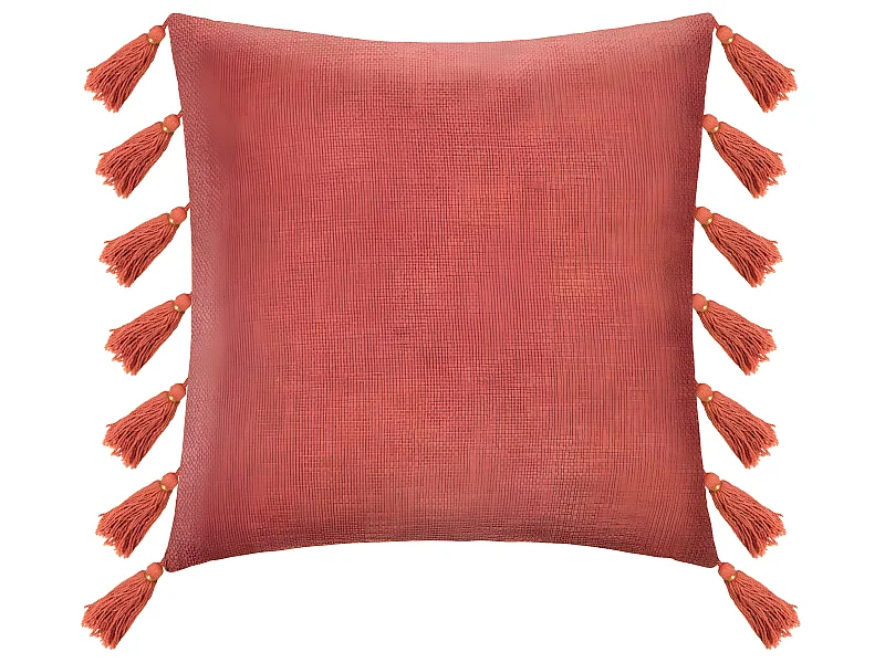 Almofada removível Rosa terracota com Pompons 50 x 50 cm