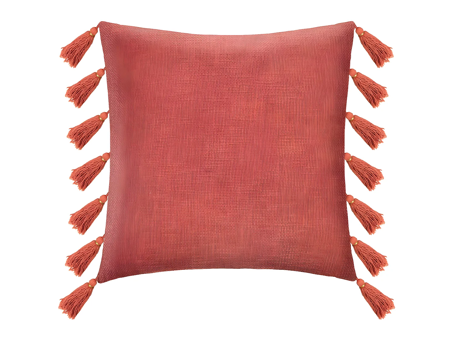 Coussin déhoussable Rose terracotta avec Pompons 50 x 50 cm