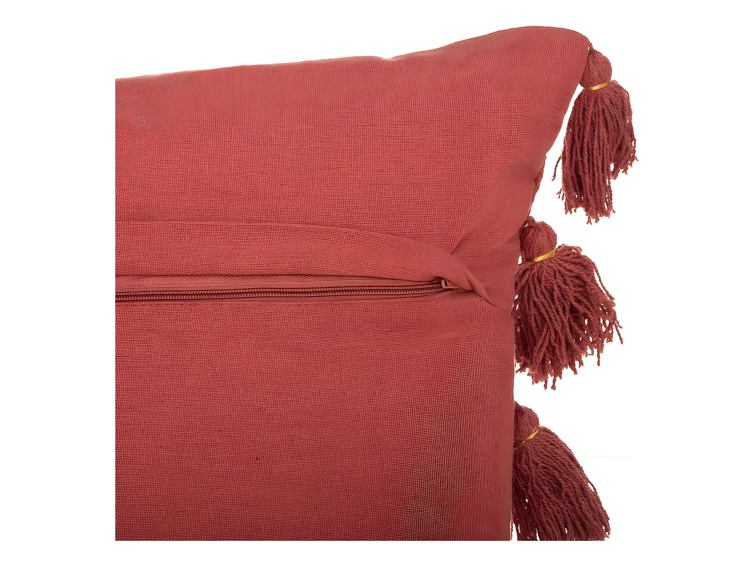 Coussin déhoussable Rose terracotta avec Pompons 50 x 50 cm