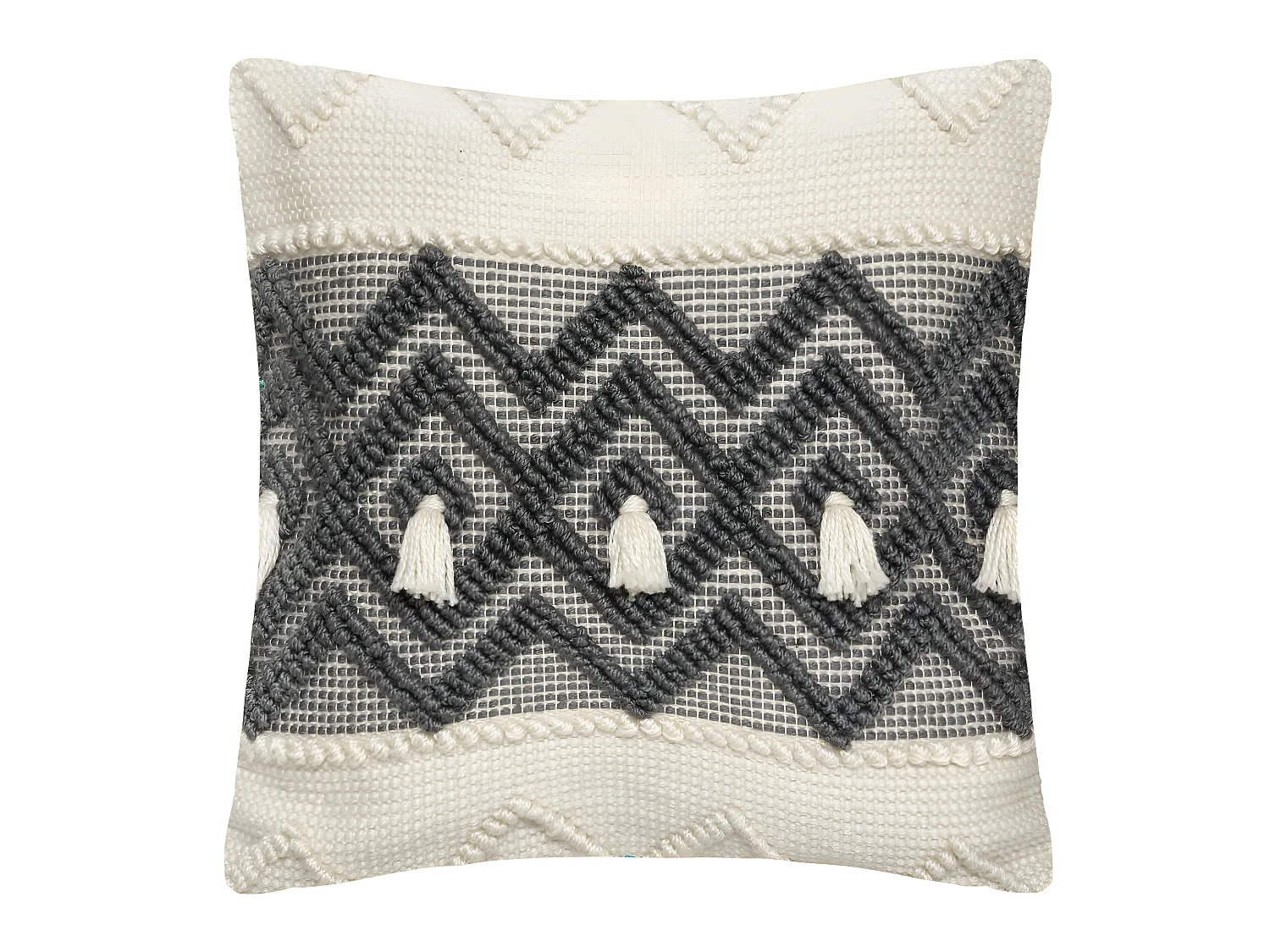 Coussin déhoussable Ivoire & Gris ardoise 45 x 45 cm