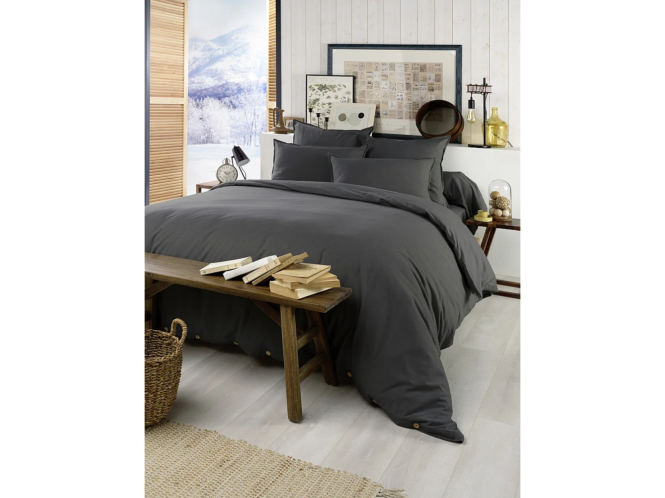 Housse de couette flanelle 240 x 220 cm Candice Orage