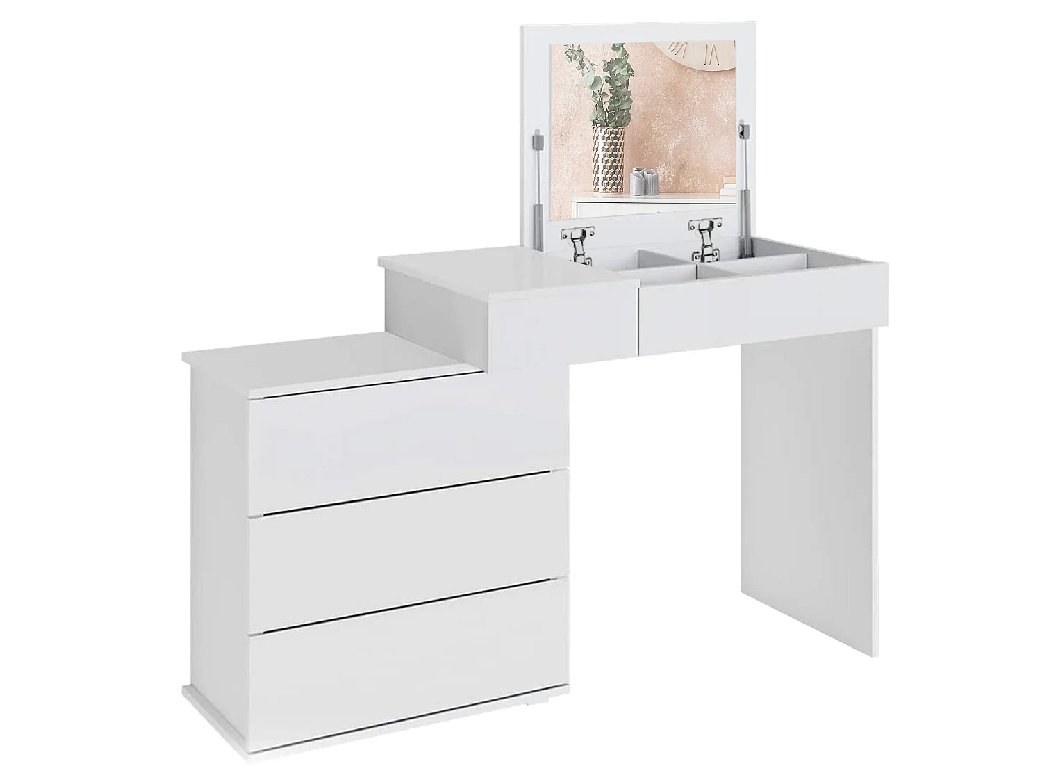 Tavolo da trucco moderno bianco in MDF con specchio ML-DESIGN