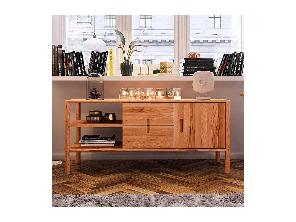 Sideboard 64 cm hoch mit zwei Schubladen Drehtüren