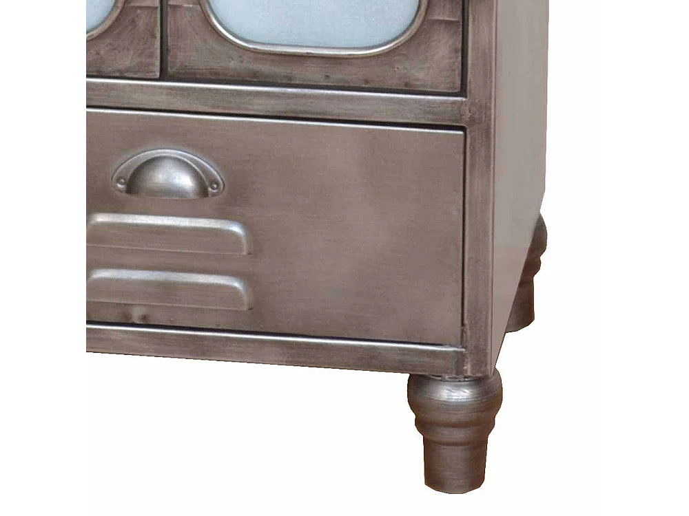 Kleiner Schrank aus Metall Milchglas Türen