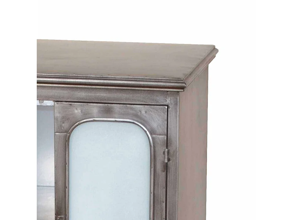 Kleiner Schrank aus Metall Milchglas Türen