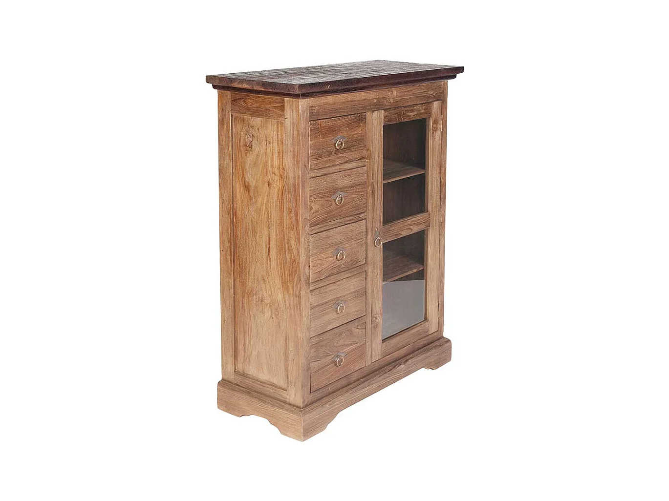 Massivholz Brotschrank aus Teak Glastür