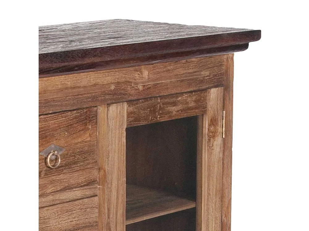 Massivholz Brotschrank aus Teak Glastür