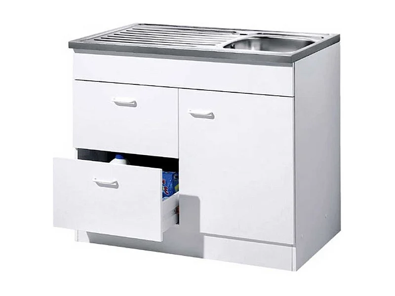 Spülenschrank in Weiß 100 cm breit