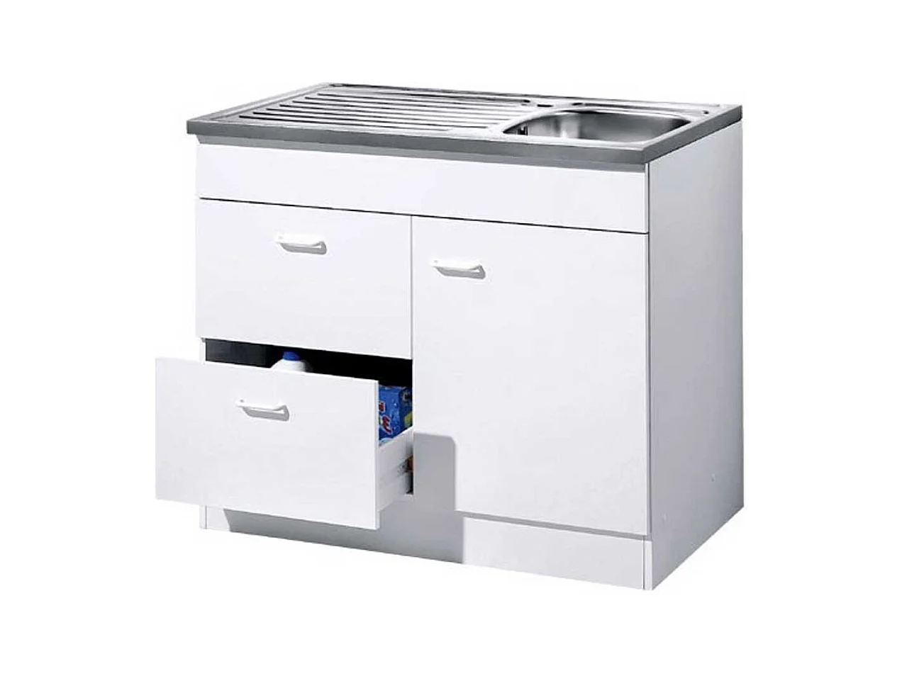 Spülenschrank in Weiß 100 cm breit