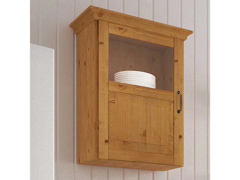 Landhaus Küchen Hängeschrank aus Kiefer Massivholz 75 cm hoch